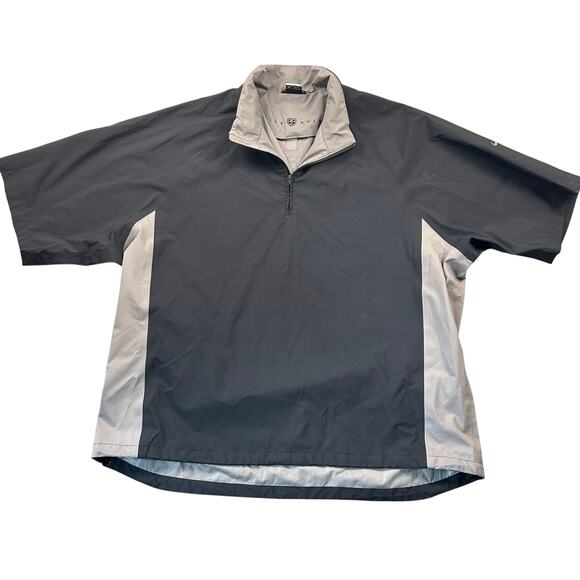Nike Golf Windbreaker 1/4 Zip Pullover Jacket Short Sleeve Storm Fit XXL Black - Picture 1 of 8